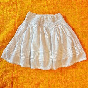 Stile Benetton White Cotton Skirt XS-L | Boho Peasant Smocked Waist Mini